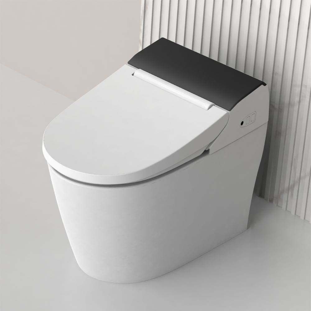 Elongated White Porcelain Smart Bidet Toilet with Heated Seat