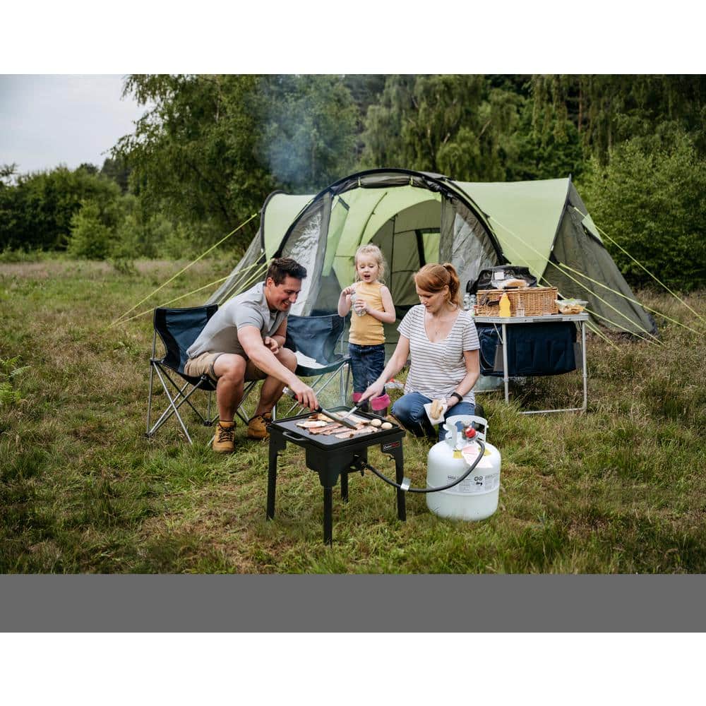 Black Steel Outdoor Single Burner with Adjustable Legs