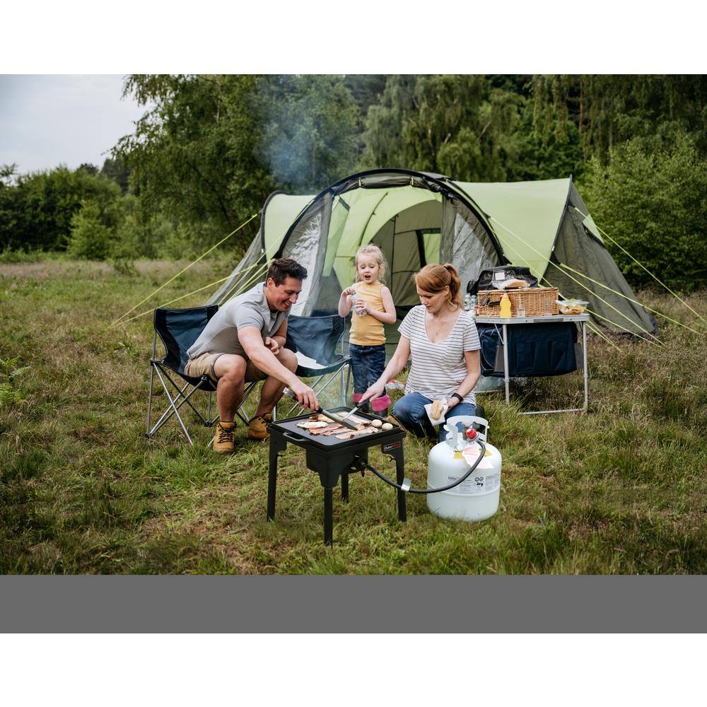 Black Steel Outdoor Single Burner with Adjustable Legs