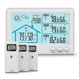 5.2 in. Wireless Weather Station with 3-Remote Sensors, Barometric Pressure Forecast and Indoor Outdoor Thermometer
