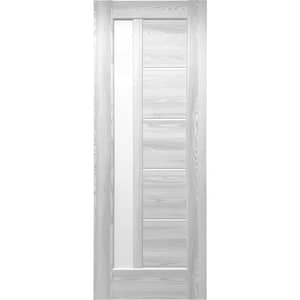 30 in. X 80 in. Pensacola Ice Maple Prefinished Frosted Glass 5-Lite Solid Core Wood Interior Door Slab No Bore