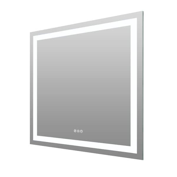 BWE 36 in. W x 36 in. H Rectangular Frameless LED Light Anti-Fog Wall Bathroom Vanity Mirror Super Bright
