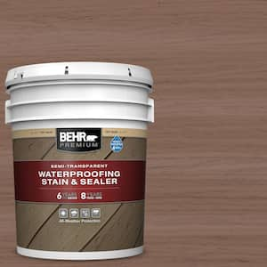 5 gal. #ST-148 Adobe Brown Semi-Transparent Waterproofing Exterior Wood Stain and Sealer