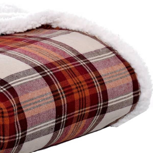 Flannel Edgewood Red Plaid Sherpa Reverse Throw Blanket