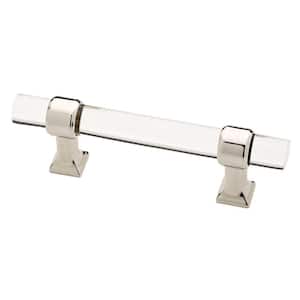 Acrylic Bar 3 in. (76 mm) Polished Nickel and Clear Cabinet Drawer Pull