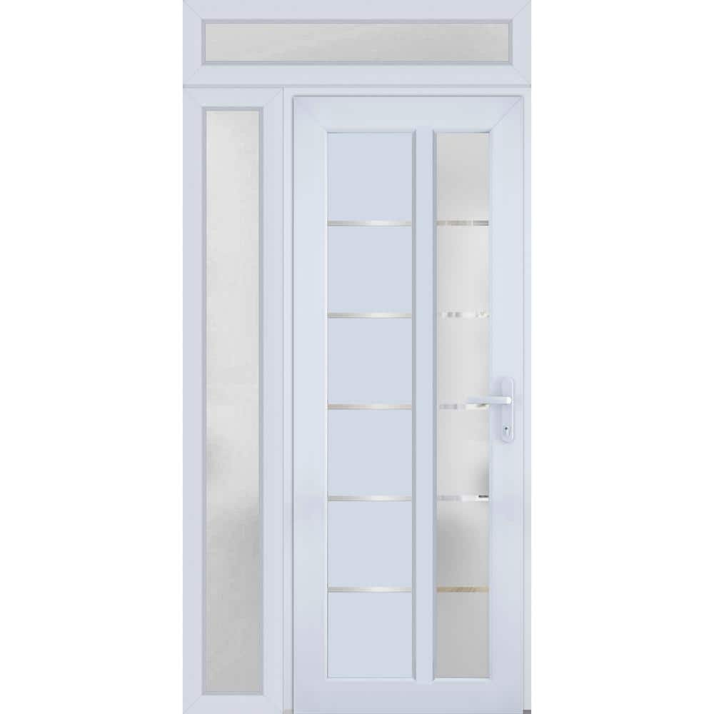 8088 46 in. W. x 94 in. Left-hand/Inswing Frosted Glass White Silk Metal-Plastic Steel Prehung Front Door with Hardware price history on PriceWatchPro