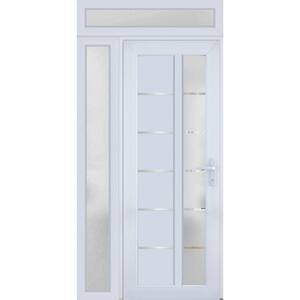 8088 42 in. x 94 in. Left-hand/Inswing Frosted Glass White SIlk Metal-Plastic Steel Prehung Front Door with Hardware