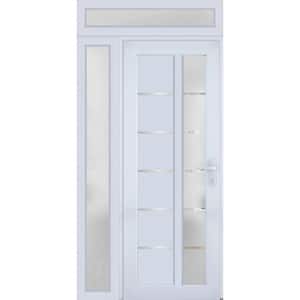 8088 52 in. x 94 in. Left-hand/Inswing Frosted Glass White SIlk Metal-Plastic Steel Prehung Front Door with Hardware