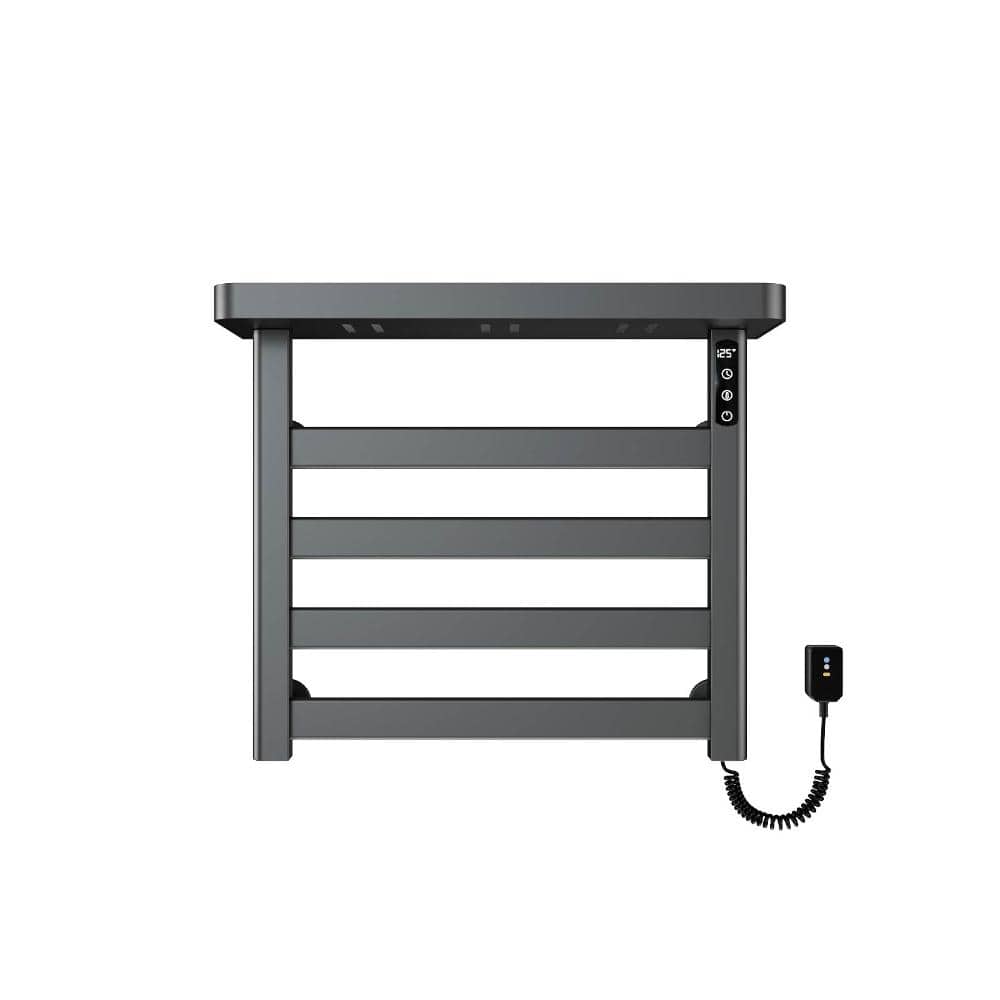 Smart Electric Towel Warmer 4-Bar 95W Wall Mounted with Shelf,Touch LED Screen,Timer and Adjustable Temperature in Gray price history on PriceWatchPro