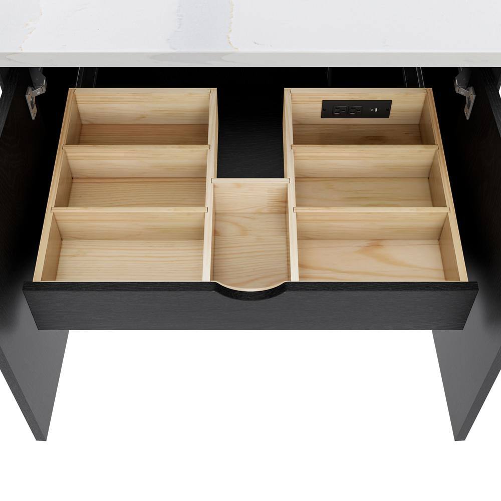 Adele 60'' Black Oak Double Bathroom Vanity Base