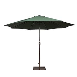 11 ft. Steel Outdoor Market Patio Umbrella with 40 LED Lights Crank in Dark Green