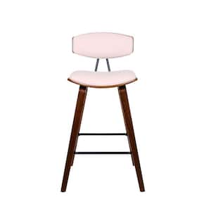 26 in. Cream Faux Leather Mid Century Modern Bar Stool