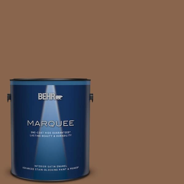BEHR MARQUEE 1 gal. #S220-7 Molasses One-Coat Hide Satin Enamel Interior Paint & Primer