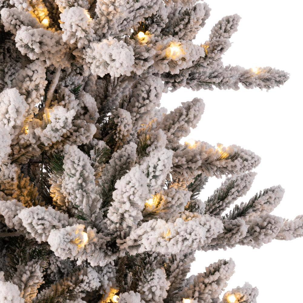 7.5ft Snow Flocked Fir Christmas Tree with Warm White Lights