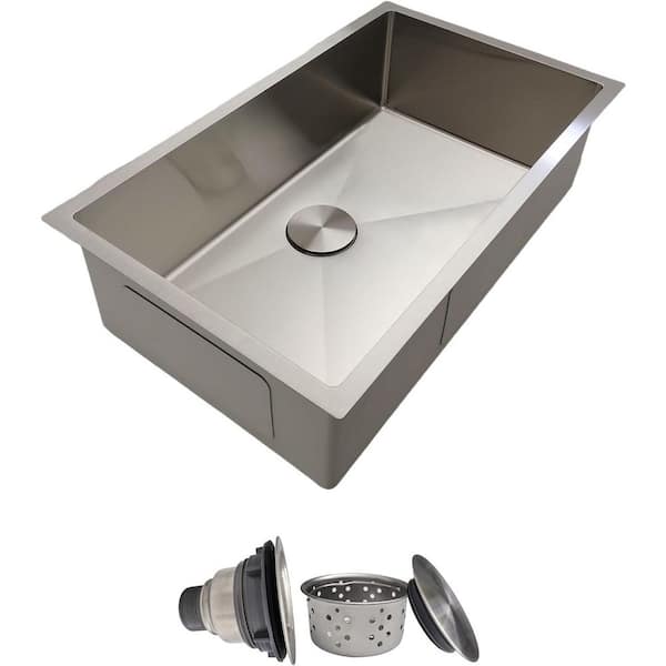 30 in. Drop-In/Undermount Single Bowl 18 Gauge Stainless Steel Kitchen Sink