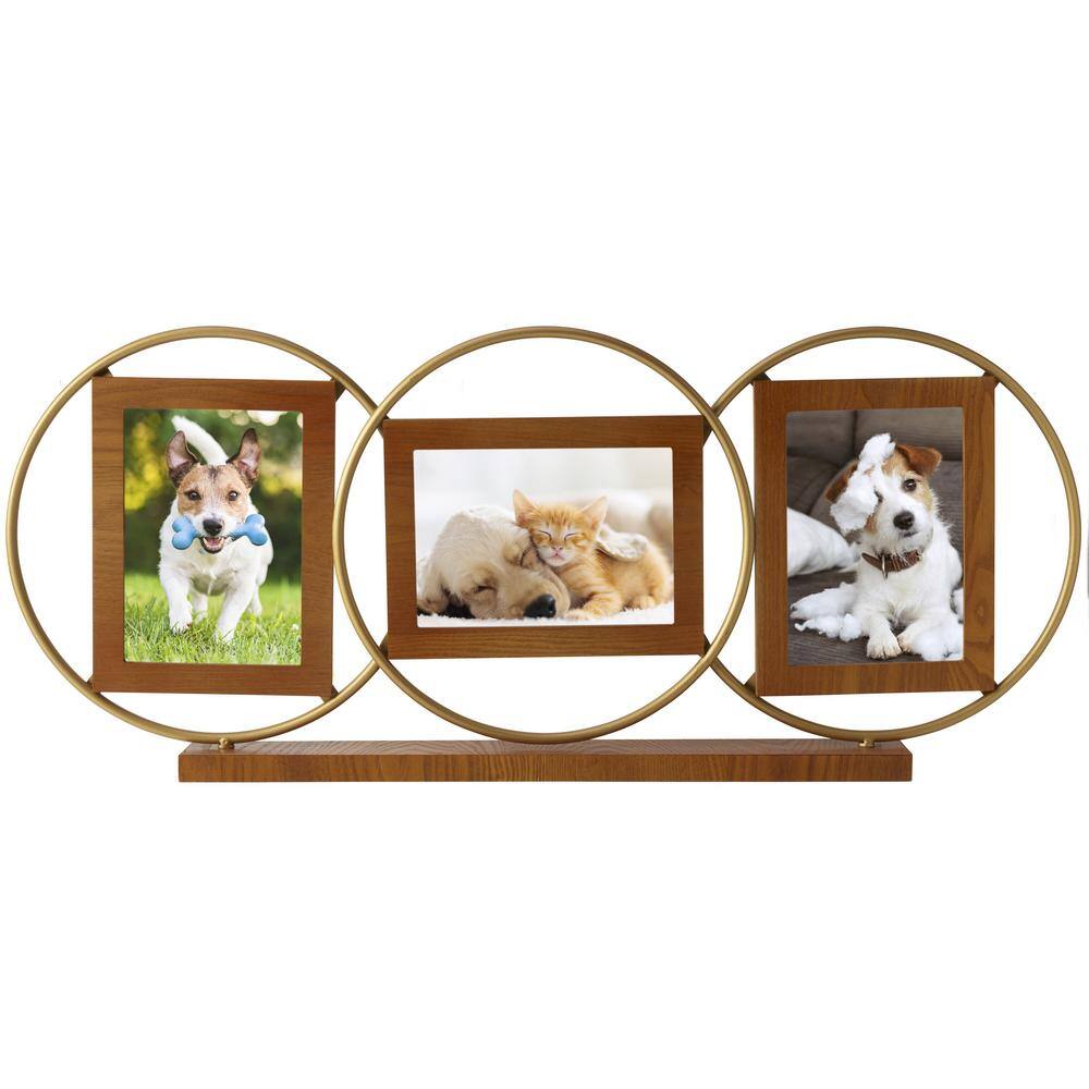 Melannco 28 In W X 12 In 3 Opening Wood And Metal Picture Frame 