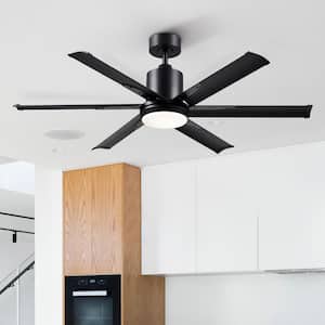 52 in. LED Indoor Black Ceiling Fan with Remote Control