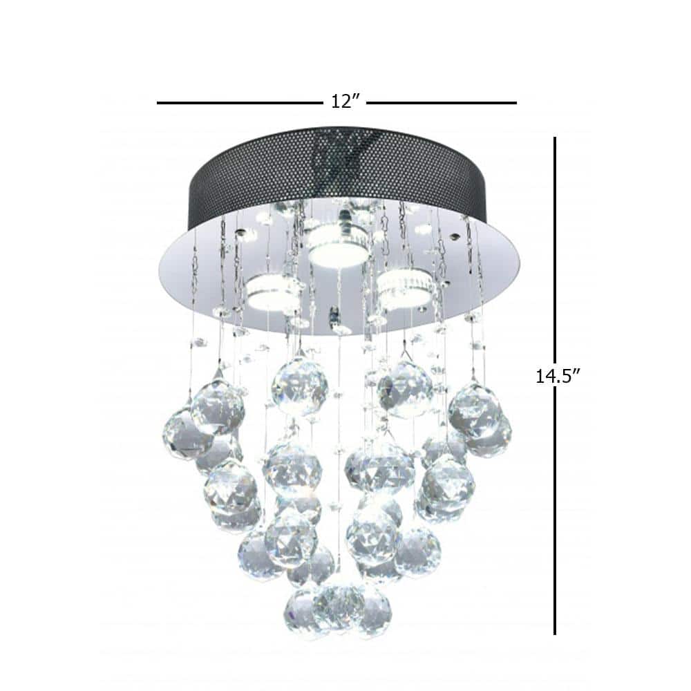 12" Chrome Crystal LED Flush Mount Light