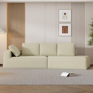 125 in. Stylish Square Arm Chenille Modern Curved Sectional Sofa in. Beige with Zip-off Pillows, No Assembly Required