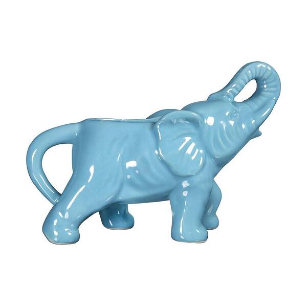 HOME ESSENTIALS AND BEYOND Brights 4.5 in. Aqua Elephant Creamer