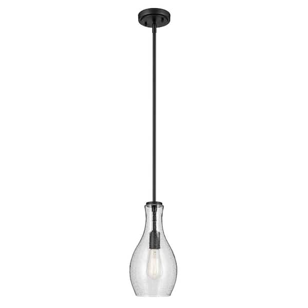 KICHLER Everly 13.75 in. 1-Light Black Modern Shaded Bell Kitchen ...