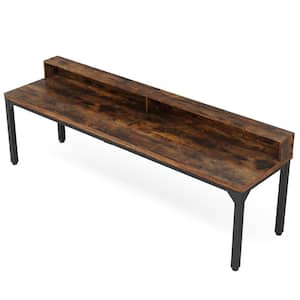 78.7 in. Rectangular Brown Engineered Wood 2-Person Computer Desk Monitor Stand, Double Desk Home Office
