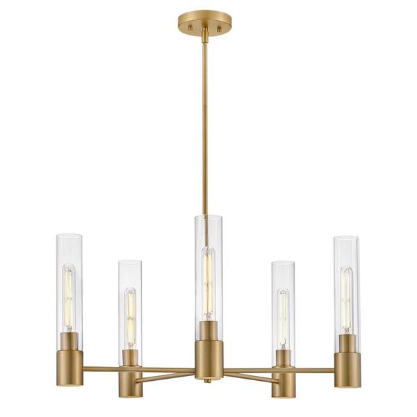 LARK - Shea 5-Light Lacquered Brass Tubed Chandelier