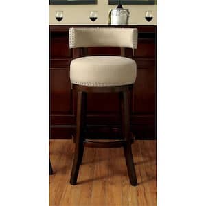Jacquesville 34 in. Dark Oak and Beige Wood Frame Counter Height Stool (Set of 2)