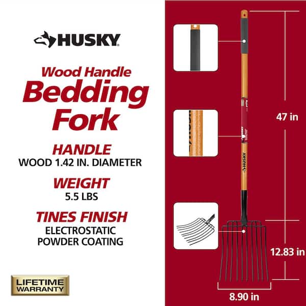 47 in. Wood Handle 10-Tines Welded Bedding Garden Fork