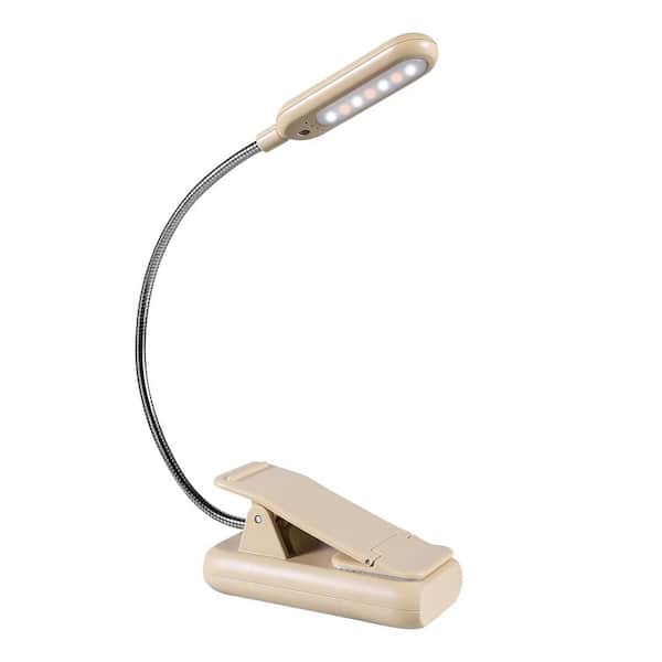 Classic Clip-On 3.7 Volt 50 Lumen Integrated LED Reading Clamp Work Light Battery Operated 3.94 in. Tool Only in Khaki