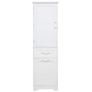 20 in. W x 13 in. D x 68.1 in. H White Linen Cabinet with Doors and Drawer, Multiple Storage Space, Adjustable Shelf