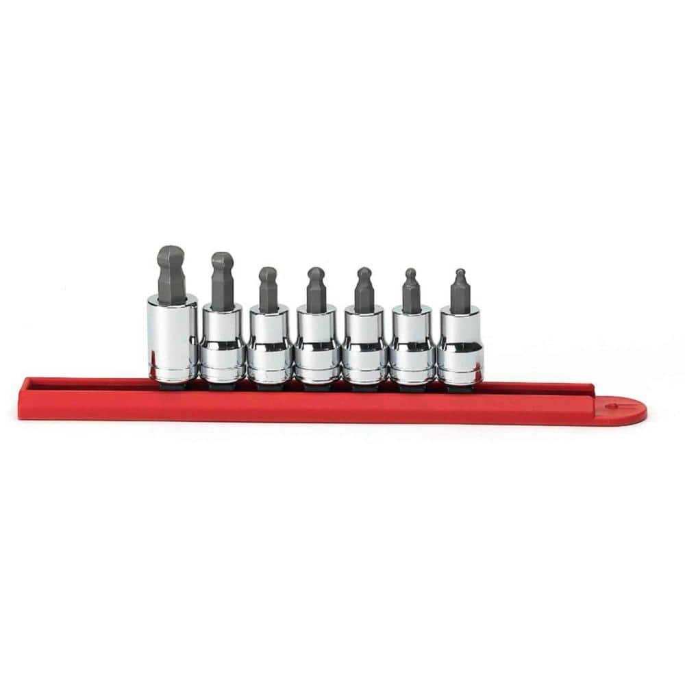 3/8 in. Drive SAE Hex Bit Socket Set with Socket Rail (7-Piece)