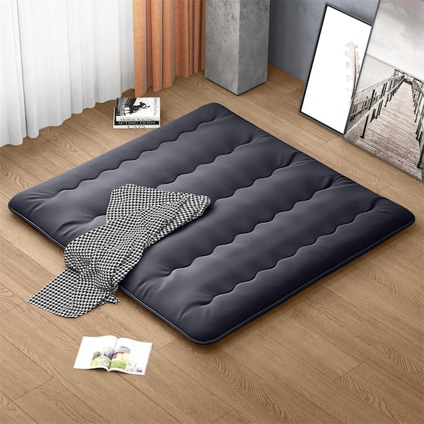 Costway 80 in. Black Fabric King Futon Mattress Japanese Floor