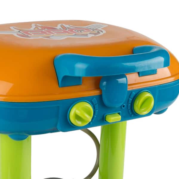 Step2 Sizzle & Smoke Barbecue Blue Toddler Grill Playset with 15