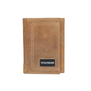 Rugged Full Grain Leather Trifold Wallet in Brown