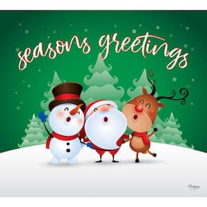 7 ft. x 8 ft. Christmas Characters Seasons Greetings-Christmas Garage Door Decor Mural for Single Car Garage
