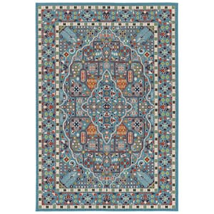 Sunice Lt. Blue 1 ft. 9 in. x 3 ft. Rectangle Residential Indoor/Outdoor Area Rug