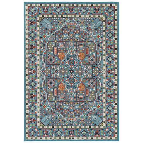 Kaleen Sunice Lt. Blue 2 ft. 2 in. x 8 ft. Runner Residential Indoor/Outdoor Area Rug