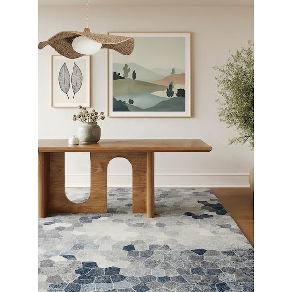 Havana Collection Traditional Distressed Area Rug Large (8x11 feet) - 7'9" x 10'8", Navy Blue