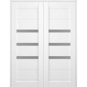 Belldinni Romi 36 in. x 80 in. Both Active 5-Lite Frosted Glass Bianco Noble Finished Wood Composite Double Prehung French Door, White/Bianco Noble