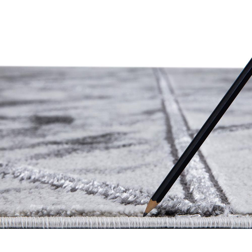 Gray Rectangular Stain-Resistant Synthetic Area Rug