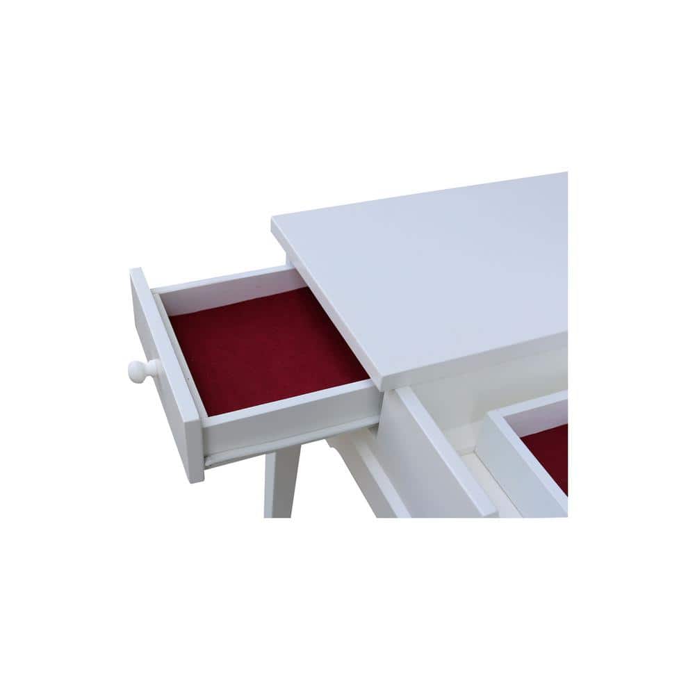White Solid Wood Traditional Vanity Table with Bench