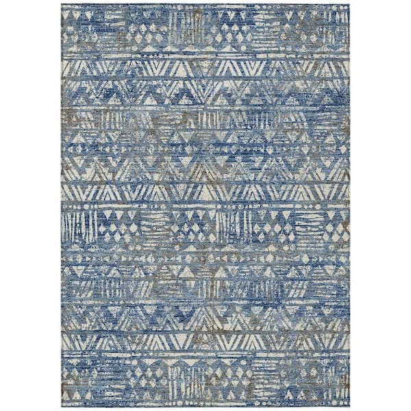 Chantille Machine Washable Indoor/Outdoor Abstract ACN2645 Navy 10 ft. x 14 ft. Area Rug