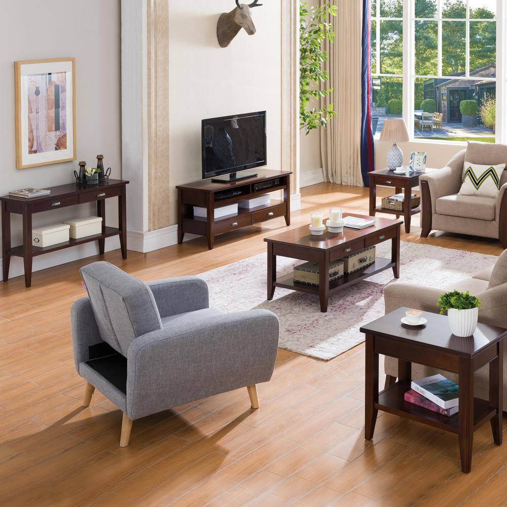Laurent Chocolate Cherry Wood Chairside Table with Storage