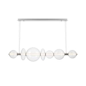 Atomo 46-Watt 1-Light Integrated LED Chrome Linear Chandelier with Clear Glass Shade