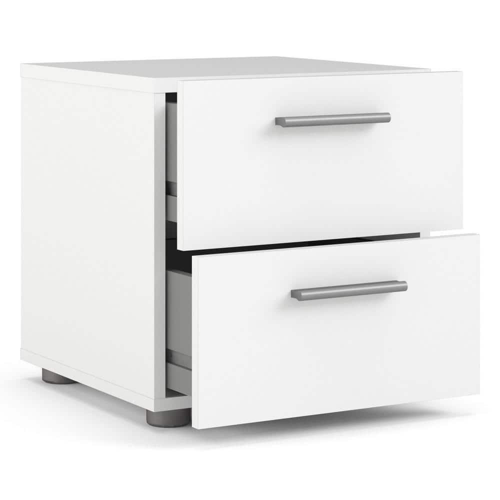Loft Chic White 2-Drawer Contemporary Nightstand