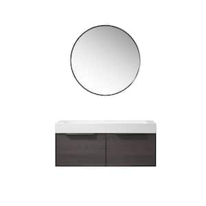 Vegadeo 48 in. W x 19.7 in. D x 20.3 in. H Single Sink Bath Vanity in S.Oak with White Integral Sink Top and Mirror