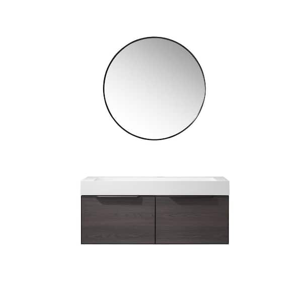 ROSWELL Vegadeo 48 in. W x 19.7 in. D x 20.3 in. H Single Sink Bath Vanity in S.Oak with White Integral Sink Top and Mirror
