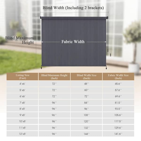 vicllax 7 ft. x 8 ft. Anthracite Outdoor Roller Shade with Hand