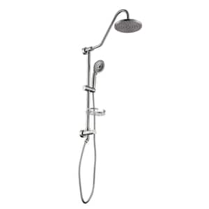 5-Spray 8 in. Round Shower System Kit with Hand Shower and Adjustable Slide Bar Soap Dish in Brushed Nickel